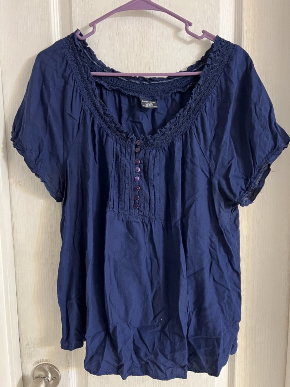 Blue Women's Large (12-14) Short Sleeve Blouse